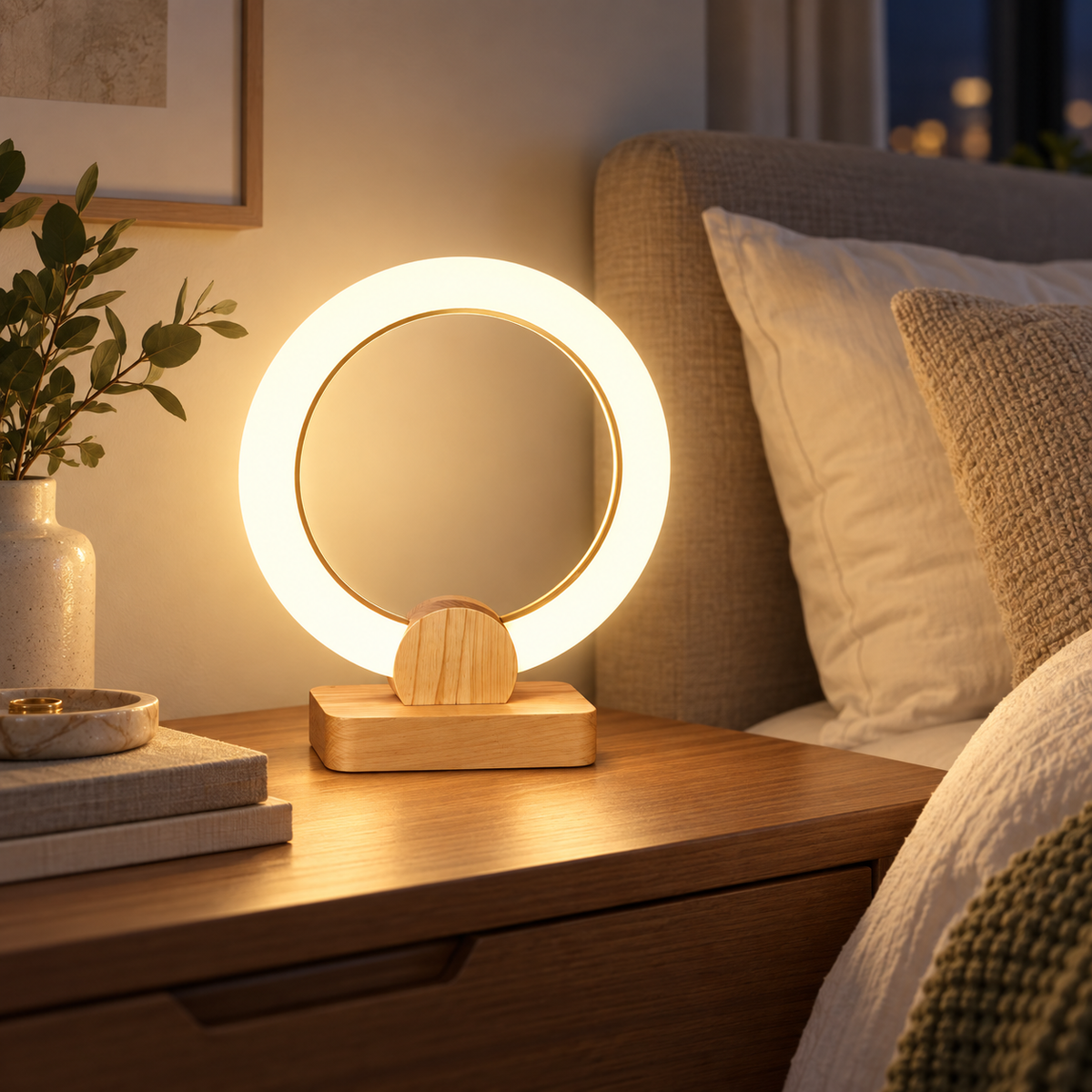 AuraHalo Wooden LED Table Lamp