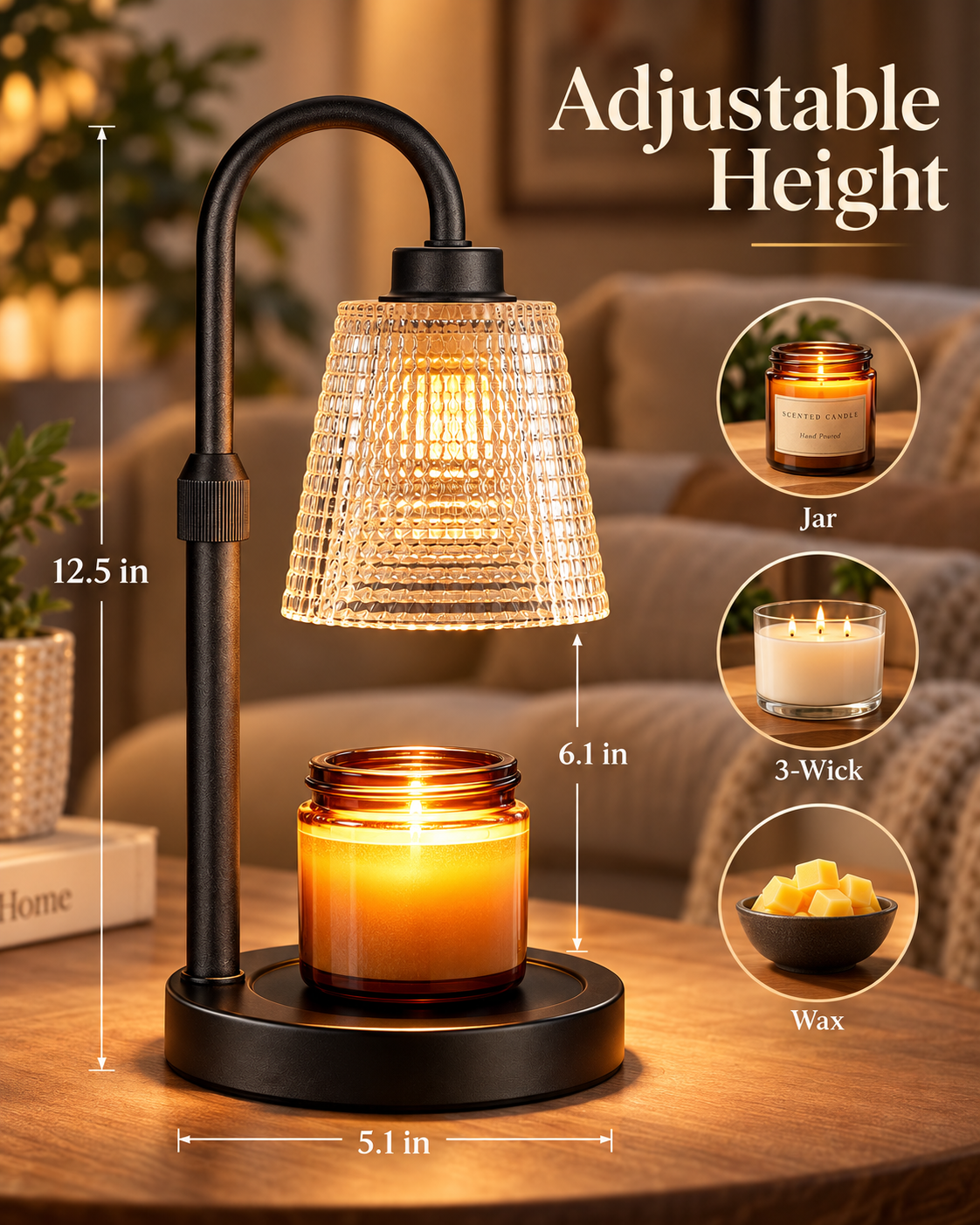 Elara Adjustable Candle Warmer Lamp