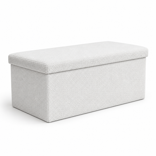 Elara Foldable Storage Ottoman – White