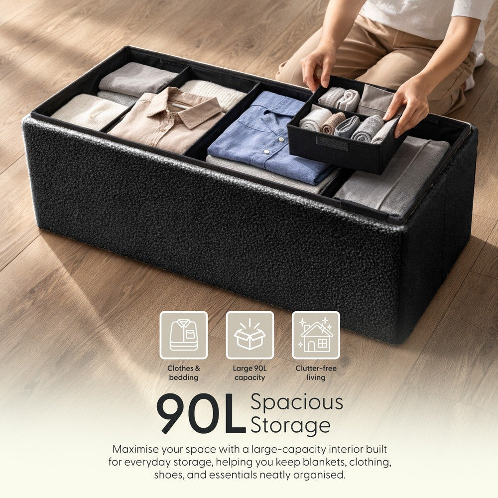 Elara Foldable Storage Ottoman – White