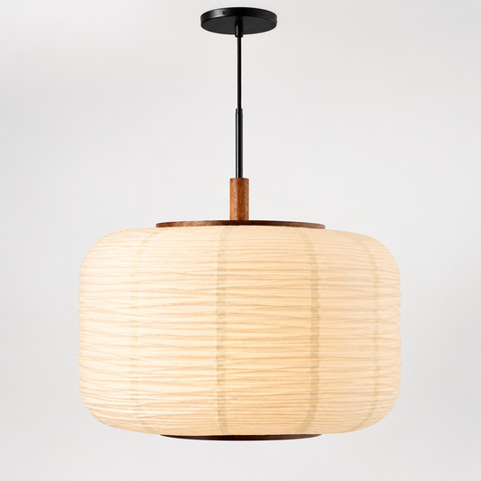 Mooney Pendant 28" – Modern Japanese-Inspired Pendant Light with Textured Paper Shade