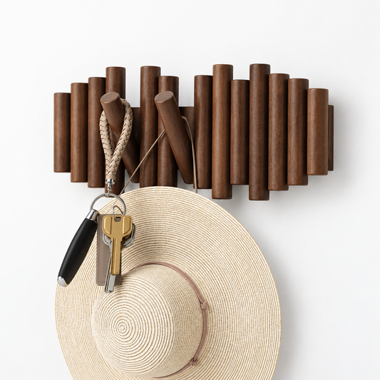 Umbra Picket Wooden Wall Coat Rack with 5 Flip-Down Hooks – Modern Wall Decor