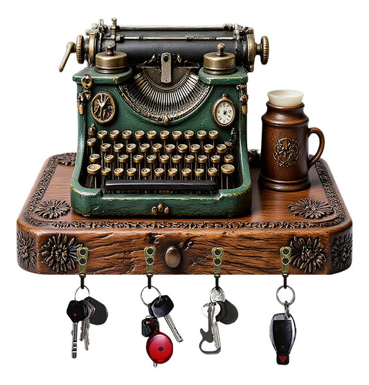 Vintage Typewriter Wall Key Holder – Decorative Entryway Organizer